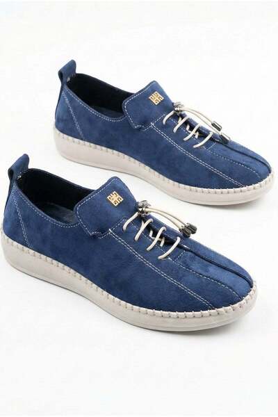 GİAMGİA STORE Γυναικεία παπούτσια γραφείου σε μπλε ναυτικό σουέντ με λαστιχέν...