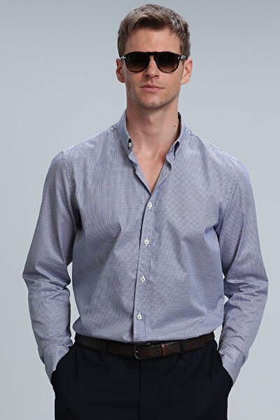 Lufian Ανδρικό πουκάμισο Getz Basic Regular Fit Navy Blue