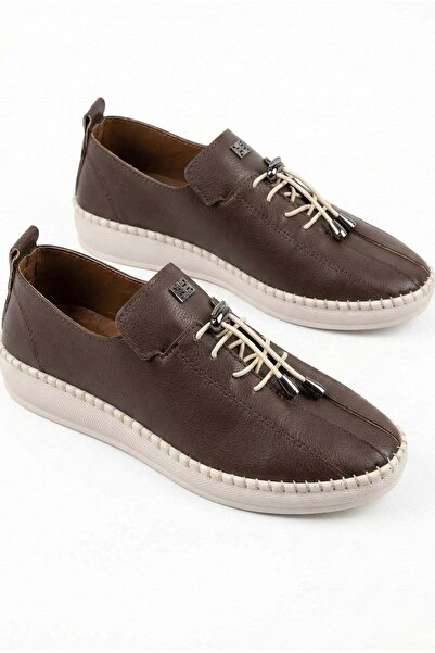 GİAMGİA STORE Γυναικεία παπούτσια casual από δέρμα vegan, με καφέ σουέντ λάστ...