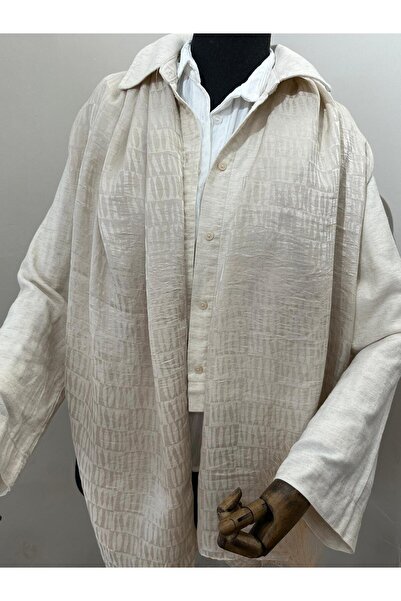 e.m ipek Striped Pattern Jacquard Shawl - Stone