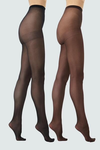 C&City Λεπτό 40 Αδιαφανές Καλσόν 2 συσκευασιών Καφέ/Μαύρο