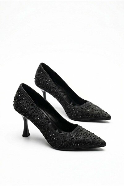 v.s.h velvet Γυναικείο στιλέτο με λεπτό τακούνι και μυτερή μύτη από πέτρα |  ...