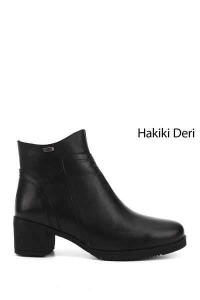 GÖNDERİ(R) Γυναικείες καθημερινές μπότες με στρογγυλά δάχτυλα ΜΑΥΡΟ Γνήσιο δέ...