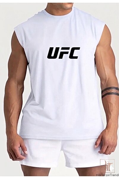 HerTarzınTrendi Erkek UFC Baskılı Oversize Kolsuz Atlet – Spor & Fitness Antr...