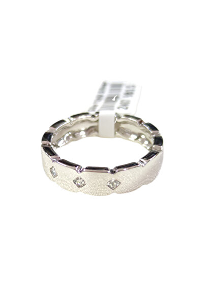 Güler Yüzlü Silver Xuping 5 mm Three Stone Wedding Ring White - 14