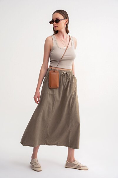 Hiccup Mixray high-waisted poplin skirt with drawstring detail