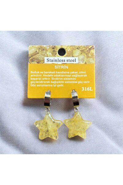 AURA STONE Aurastone Citrine Natural Stone Earrings with Steel Accessories
