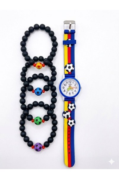 Eylemboutique 1 Atm Waterproof Boy's Wristwatch - Soft Silicone Strap - 1 Ball Figure Bracelet as a Gift
