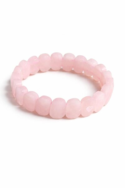 maycollection Special Facet Cut Pink Quartz Natural Stone Bracelet