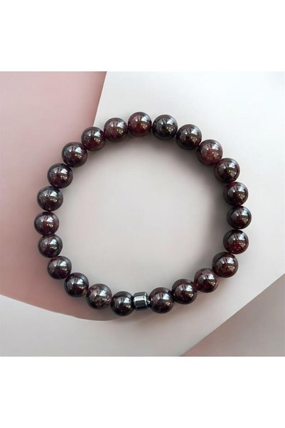 AURA STONE Aurastone Garnet Natural Stone 9 mm Bracelet