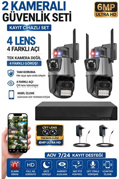SONREİR XPRO 2 Kamera 4 Lens Kablosuz WiFi Güvenlik Kamerası Seti NVR Kayıt C...