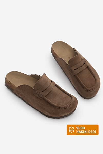 Marjin Γυναικείες παντόφλες από γνήσιο δέρμα Eva με κλειστή μπροστινή σόλα Sa...