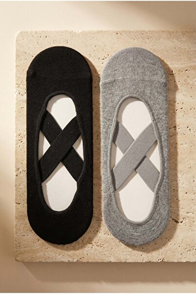 Katia&Bony Πακέτο με 2 γυναικείες κάλτσες Asta Yoga/Pilates Γκρι/Μαύρες