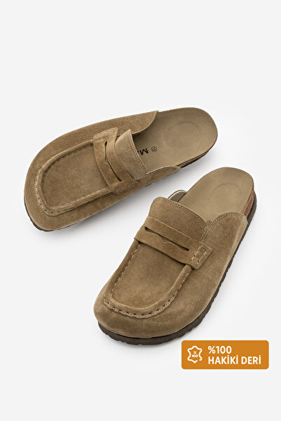 Marjin Γυναικεία παντόφλες από γνήσιο δέρμα Eva με κλειστή μπροστινή σόλα Sab...