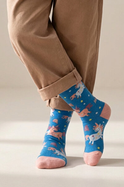 Katia&Bony Κοριτσίστικες κάλτσες με σχέδιο μονόκερος σκούρο μπλε