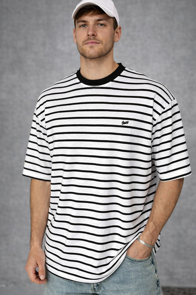 İLKCET MODA Ριγέ μπλουζάκι Unisex Oversize