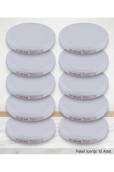FALEYSA 82mm Kavanoz Kapağı Beyaz Renk Sızdırmaz Ev Yapımı Konserve İçin 10’lu Paket