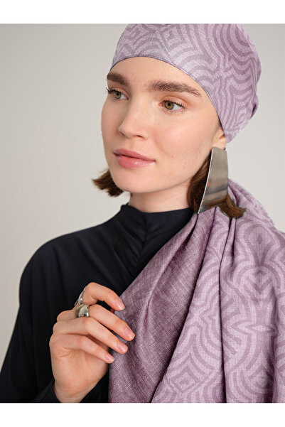 Ayshara Σιραζέ Μονόγραμμα Απλό Με σχέδιο Διπλής όψης Σάλι - Λιλά Μωβ