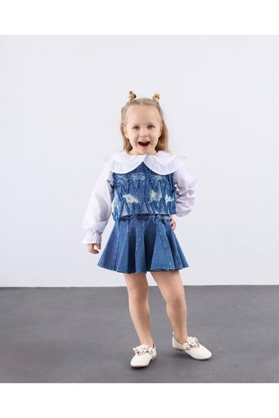 le petit sole Girl's 3-Piece Denim Set