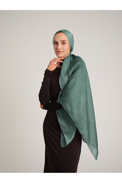 Ayshara Σιραζέ Μονόγραμμα Απλό Με σχέδιο Διπλής όψης Σάλι - Πράσινο του Δάσους