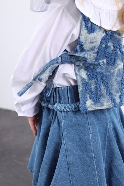 le petit sole Girl's 3-Piece Denim Set