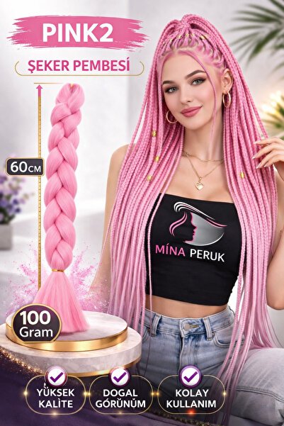 Mina Peruk Sentetik Örgülük Saç Esperer 100 Gr. - Şeker Pembesi