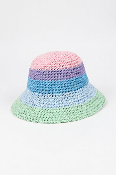 Mollycrush Γυναικείο καπέλο από ψάθινο πλέγμα σε μπλε χρώμα, στυλ Μποέμ, για ...