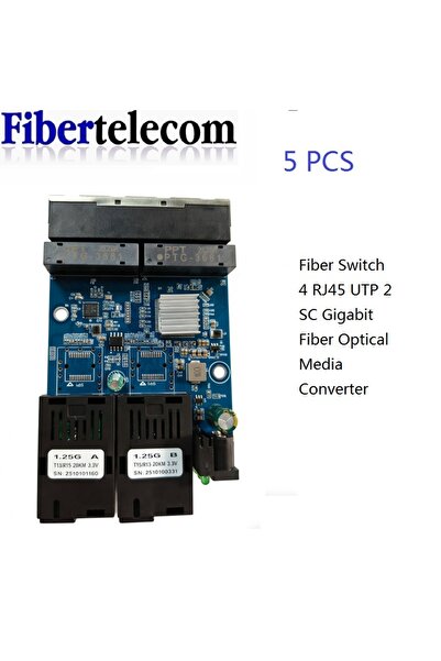 choice2 5 قطع pcba مفتاح الألياف 4 RJ45 UTP 2 SC جيجابت الألياف البصرية محول ...