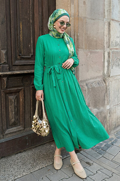 InStyle Φόρεμα Lemina Belted - Ανοιχτό πράσινο