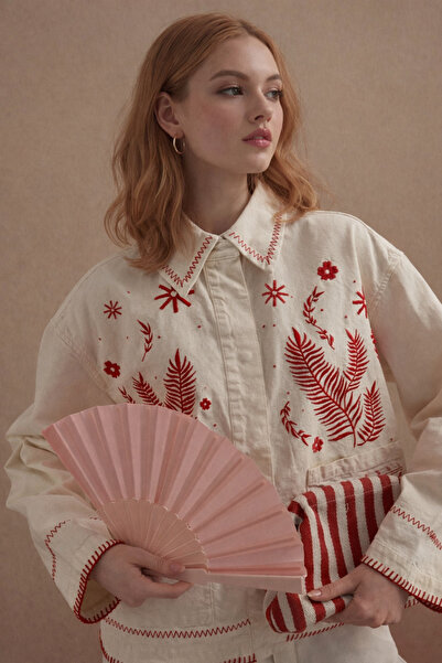 Lavanta Tekstil Πολύχρωμο Κεντημένο Παλτό Υψηλής Ποιότητας NATUR