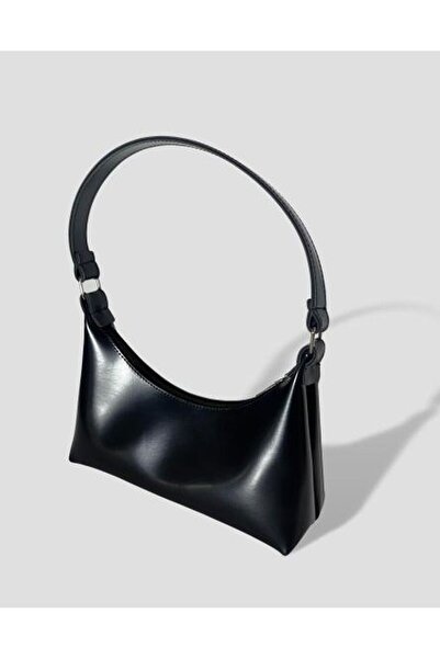 YMZBAG Γυναικεία ματ μαύρη δερμάτινη τσάντα ώμου