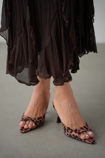 selin shoes Γυναικεία παπούτσια με τακούνι Veldore με μυτερή μύτη - LEOPARD