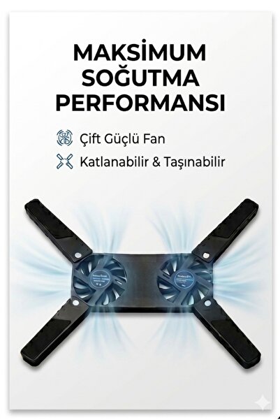 HGROUP Katlanabilir Laptop Altı Ayaklıklı Soğutma Fanı | 2x70mm Sessiz Fanlı ...