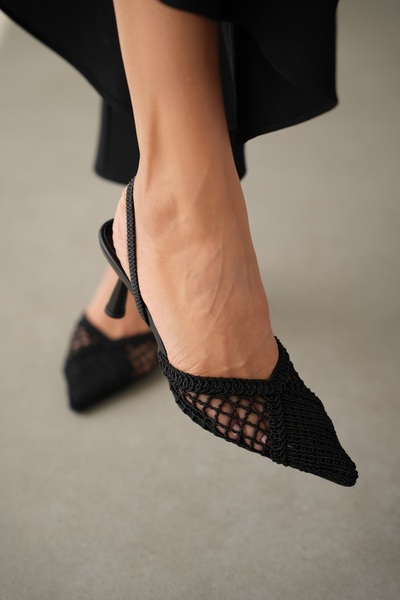 selin shoes Ravelle Πλεκτό με Μυτερή Μύτη Δαντέλα Γυναικείο Παπούτσι με τακού...