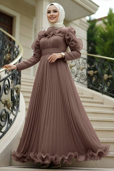 N.S NEVA STYLE Βραδινό φόρεμα με βολάν και λεπτομέρειες από βιζόν 55691V