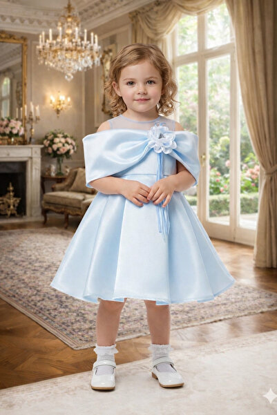 BİLGEN Style Κοριτσίστικο Σατέν Φλοράλ Νυφικό για Ειδική Περίσταση