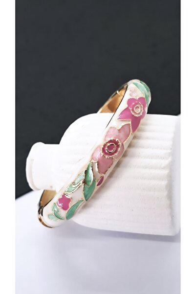 Serenity Gold Embroidered Colorful Satin Enameled Brass Plated Zamak Bracelet