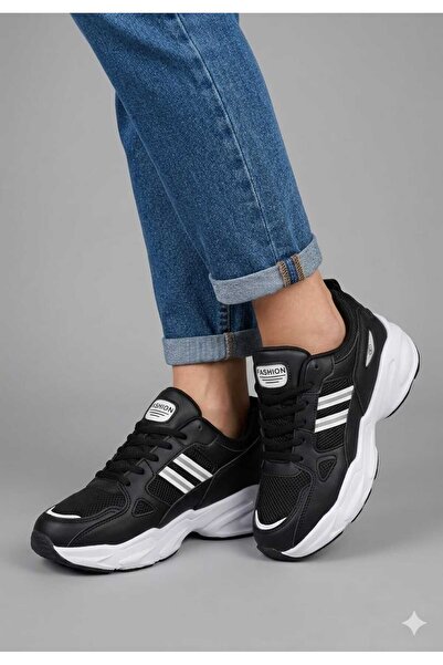 McDark Дамски черно-бели маратонки с непожълтяваща подметка