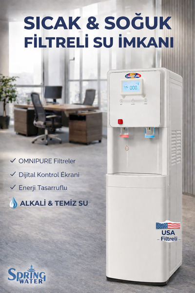 Spring Water Omnipure Filtreli Arıtmalı Sebil Sıcak Soğuk Su 75 GPD Membran D...