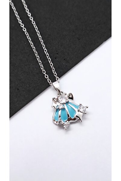 Serenity Turquoise Enamel Oyster Figured Steel Necklace