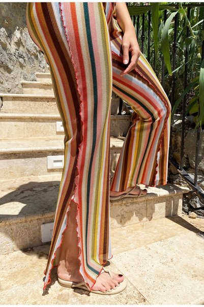 GODE Trico Textured Colorful Patterned Beach Pants
