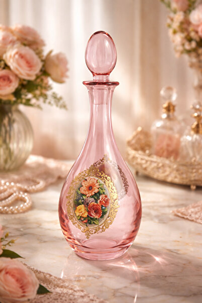 esdekor Romantica Italyan Çiçek Desenli Cam Karaf 1 Litre Estetik Dekor 1 Adet