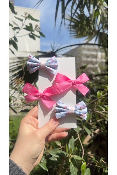 Toka Perisi Summer Flower 4 lü Çocuk Toka Seti-2 Kurdela,2 Poplin Metal Klips...