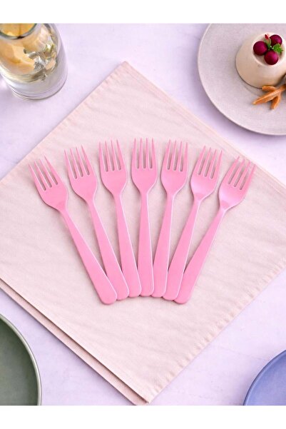 Parti Adresi Plastik Çatal Açık Pembe 25'li
