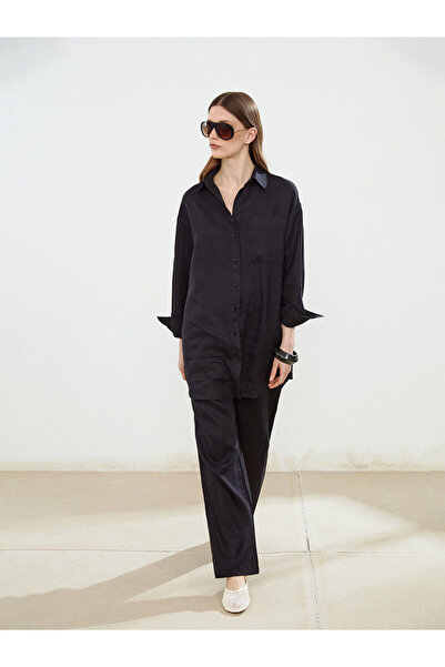 LC Waikiki Trendlucky Women's 100% Linen Trousers with Elastic Waist