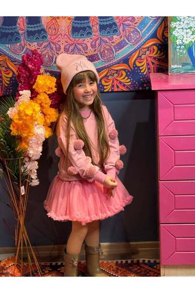 Sweet Luna Ponpon Kol Detaylı Tütü Etek Takım