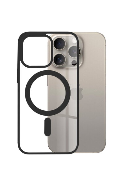 Techsuit Husa iPhone 15 Pro Max Magmat Magsafe Pro transparenta margini negre