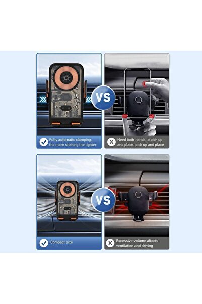 AutoFamily AUTO FAMILY Wirless Car Phone Holder, Charging Phone Holder for Car