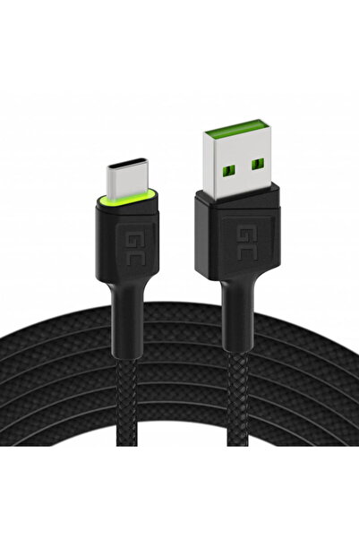 Green Cablu de date USB - USB-C GC Ray, 120cm, Verde LED, cu Ultra Charge, QC...