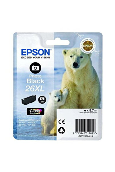 EPSON T2631 Photo Ink Cartridge for XP-600/700/800, 8.7 ml, Black